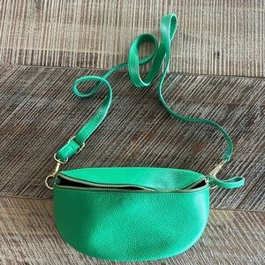 Green Leather Crossbody Fanny pack Bag